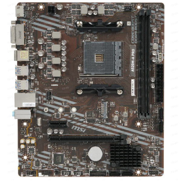 Материнская плата MSI A520M-A PRO 2xDDR4-3200 МГц, 1xPCI-Ex16, 1xM.2, Micro-ATX