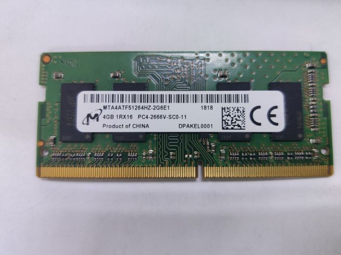 Оперативная память Micron 4 ГБ DDR4 2666 МГц SODIMM CL19 MTA4ATF51264HZ-2G6 бу