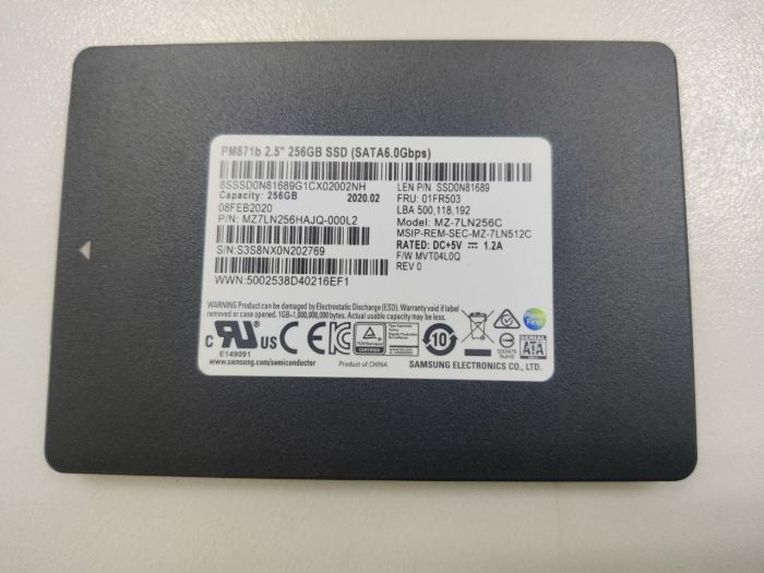 Твердотельный жесткий диск SSD Samsung PM871a 2.5" 256Gb (SATA 6.0 Gbps) бу