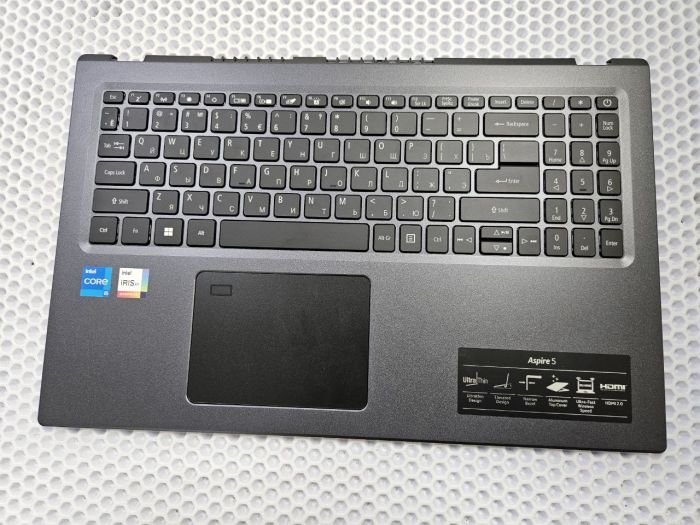 Верхняя часть корпуса (топкейс) для ноутбука Acer A515-56 с клавиатурой, тачпадом и сканером отпечатка пальца, черный