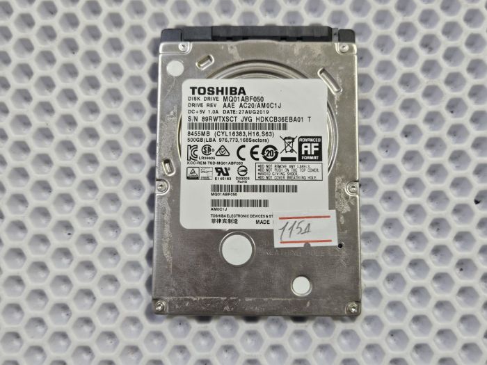 Жесткий диск Toshiba 500гб MQ01ABF050 бу, 100%