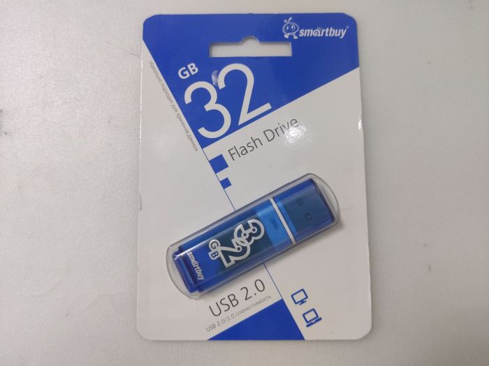 Флешка usb 32 ГБ Smartbuy Glossy, синий