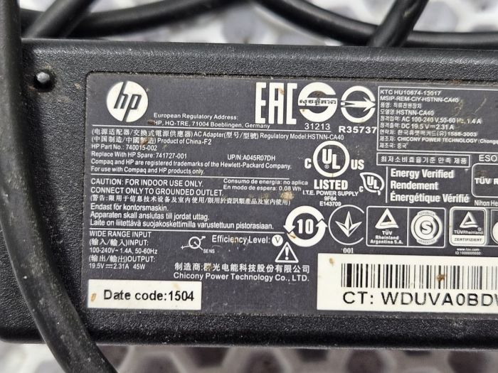 Зарядка для ноутбука HP 19.5V/2.31A (45W) 4.5x3.0мм с иглой бу