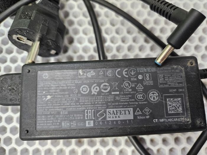 Зарядка для ноутбука HP 19,5V 3,33A (65W) 4,5x3мм с иглой бу, ориг