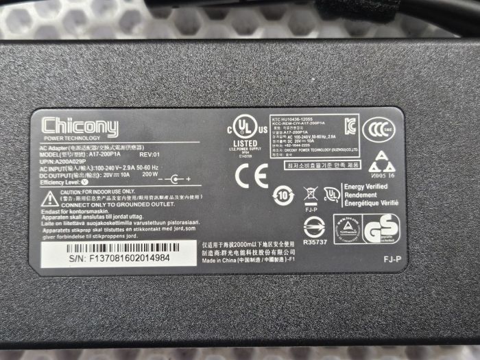 Блок питания для MSI 20V 10A 200W 4.5x3.0mm