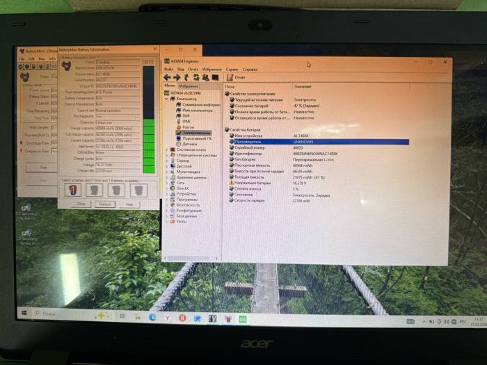 Аккумулятор для ноутбука Acer (AC14B8K) Aspire V5-132 15.2V оригинал, бу, износ 5%
