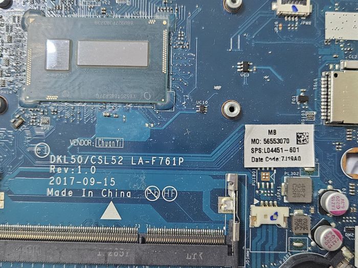 Материнская плата LA-F761P HP 250 G6 15-BS i3-5005U UMA L04451-601