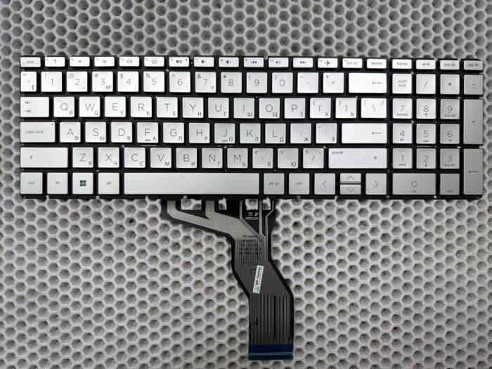 Клавиатура для HP 15s-fq, 15s-eq, 15-dy, 15-bs серебристая, с подсветкой