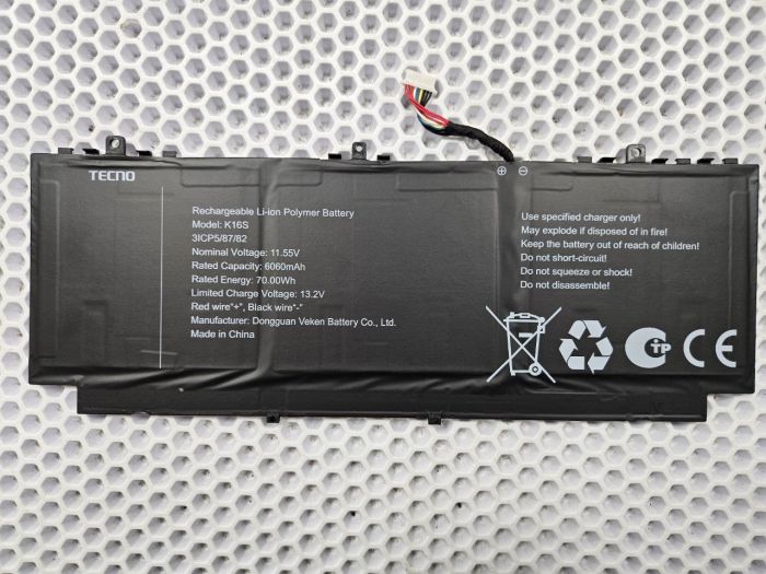 Аккумулятор K16S для Tecno Megabook K16S 13th (нет двух ушек внизу, износ 2%)