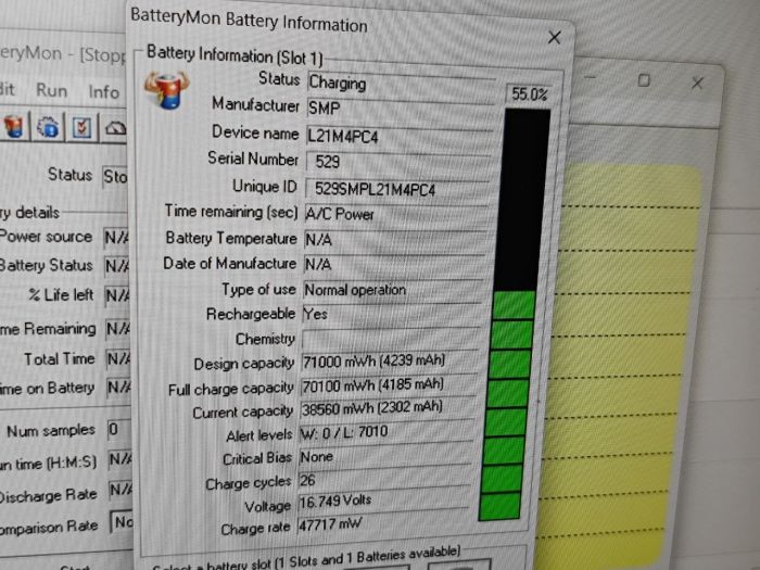Аккумулятор L21M4PC4 для Lenovo IdeaPad Gaming 3 16IAH7, ориг, бу, износ 1%