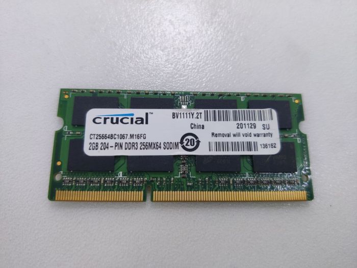 Оперативная память 2 ГБ DDR3 PC3-8500 Sodimm Crucial CT25664BC1067.M16FG