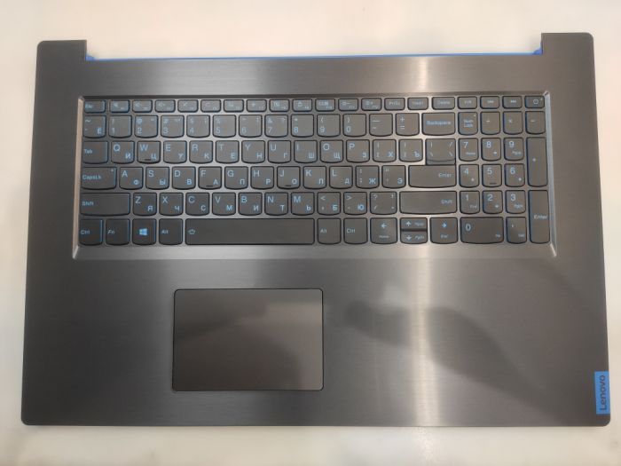 Топкейс с черной клавиатурой Lenovo L340-17IRH  синие буквы и элементы.  С подсветкой;  Укомплектован динамиками и тачпадом;  Новый, оригинальный;