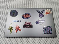 Крышка матрицы Honor MagicBook 15 BMH-WDQ9HN серая с голубой окантовкой (наклейки)